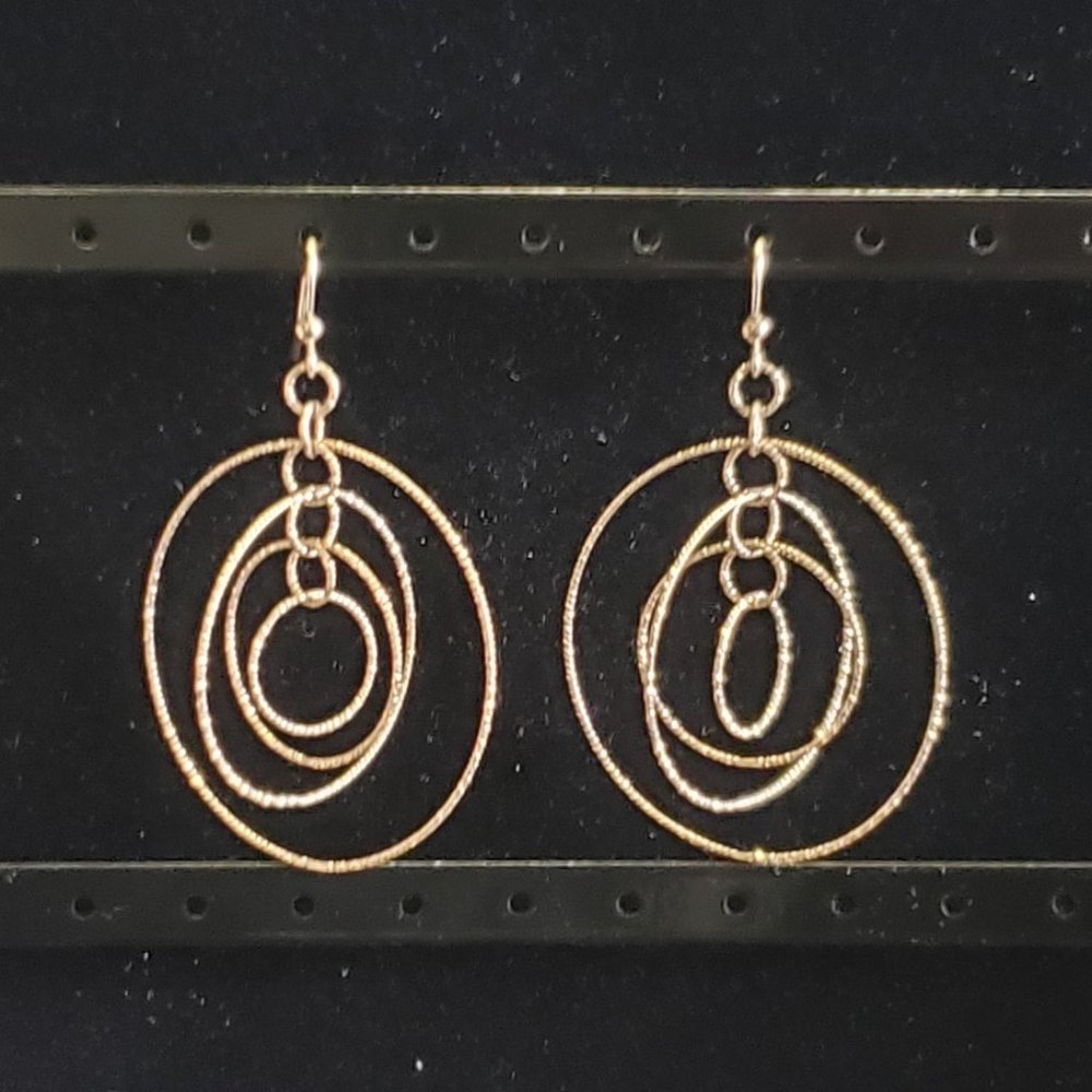 NEW ITALIAN .925 ROSEGOLD DANGLING HOOP EARRINGS